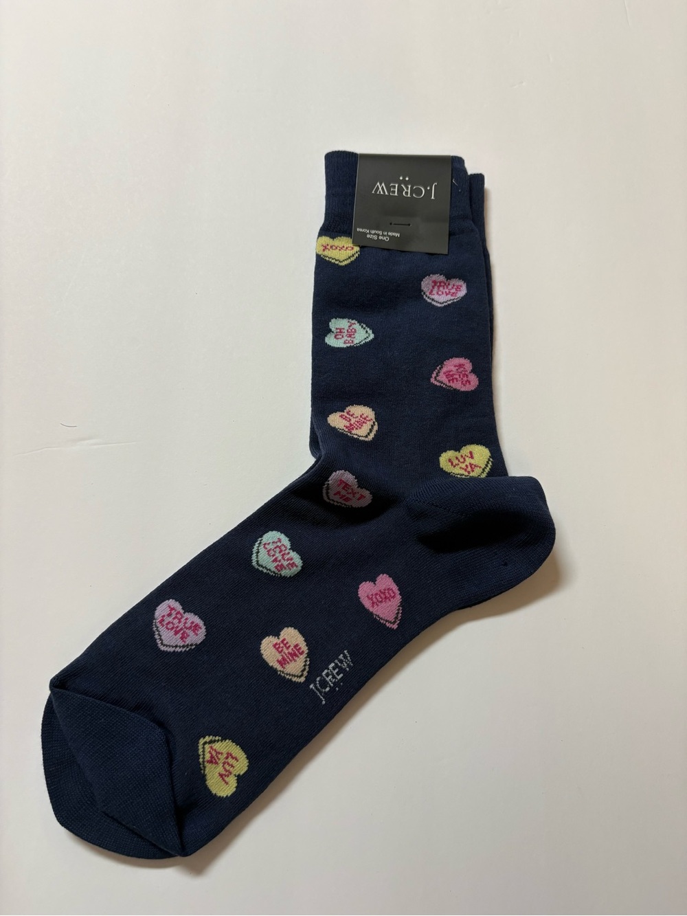 J. Crew Navy Valentine’s Conversation Heart Crew Socks